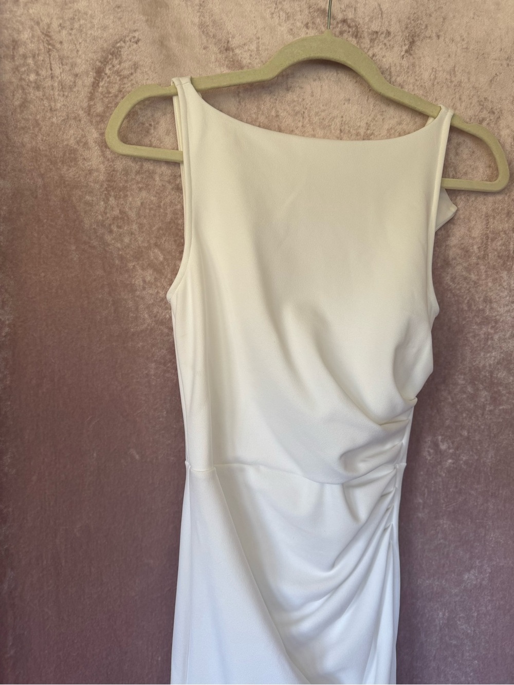 White Column Maxi Dress High Neck Modest Size XS - Picture 4 of 8